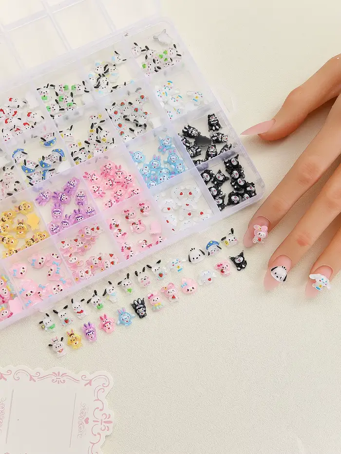 240 pièces/boîte, décorations pour ongles en résine Kawaii KT Kitty, mignonnes, multi-designs, art d