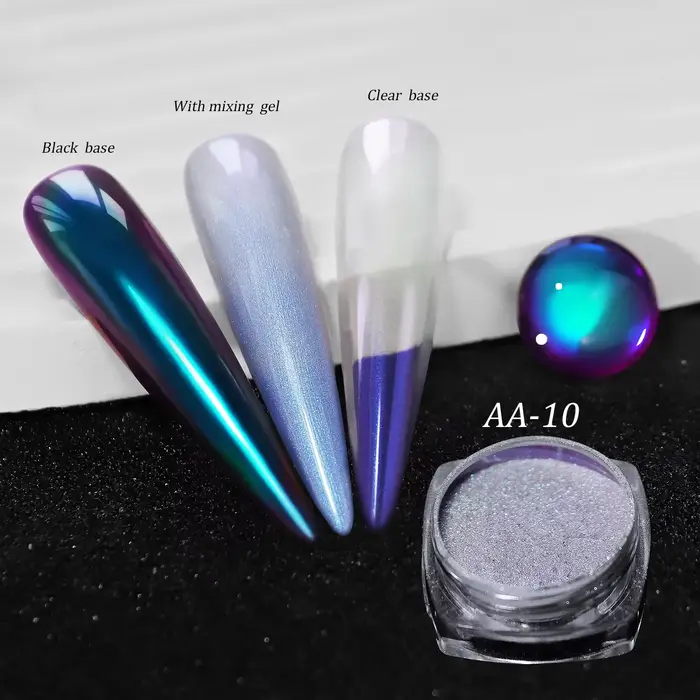 Poudre miroir magique caméléon polarisant, paillettes pour ongles, diamant holographique à haute lum