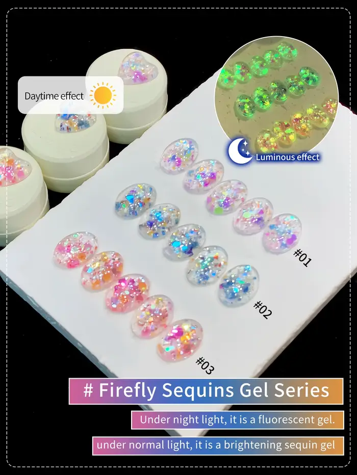 5g Fluorescent Disco Iuminous Paillettes Gel Vernis À Ongles Néon Ultraviolet LED Gel