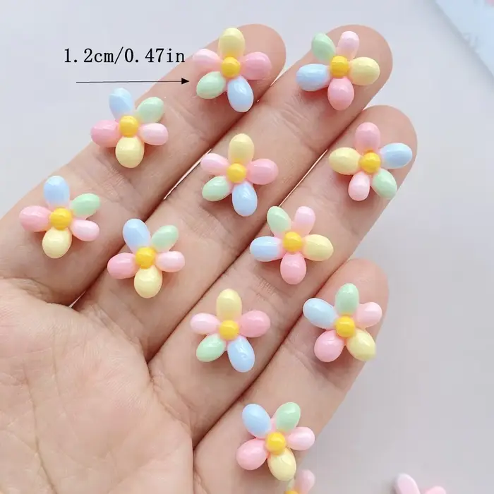 Mini Fleurs Colorées Arc-en-ciel en Strass pour Nail Art, Décorations 3D pour Ongles, Bijoux, 20 Piè