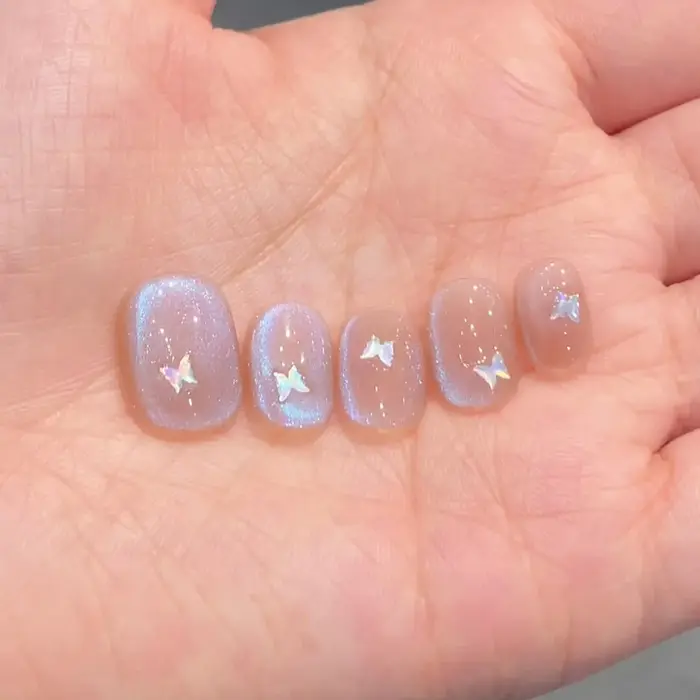 10 pièces oeil de chat presse à la main sur les ongles couleur bonbon faux