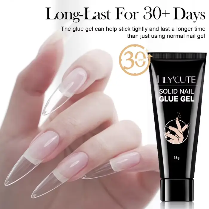 LILYCUTE 1/2/3 pièces 15g colle à ongles solide Gel pour pointe d'ongle presse sur les ongles longue
