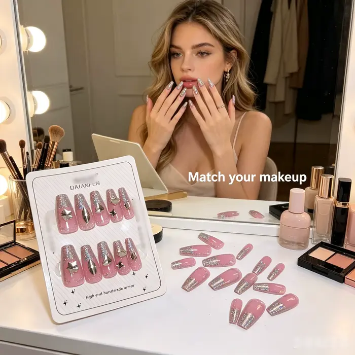 Faux ongles à presser, kit complet de 24 pièces