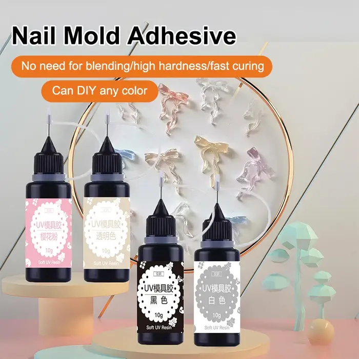 Gel sculpté pour moule à ongles 10g, Gel UV, Colle cristalline translucide, Outil de moulage acrylique 3D, pour salon de manucure et DIY Nail Art