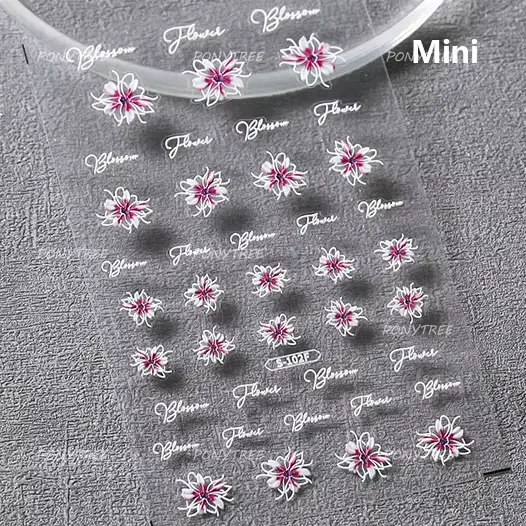 Autocollant adhésif 5D pour Nail Art, fleurs de cerisier en fleurs, branche de pêche vivante, soulag