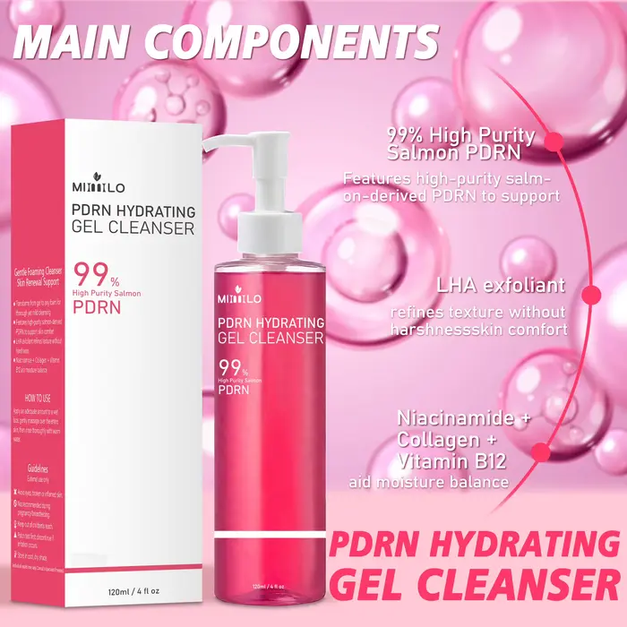 Gel nettoyant en mousse rose saumon DNA PDRN