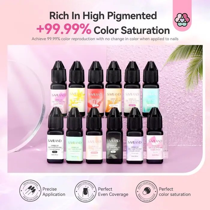 SAVILAND 12 couleurs vitalité aérographe Gel vernis à ongles brume Fine