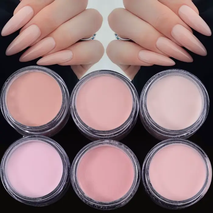 Filet de poudre acrylique pour Nail Art, 6 couleurs, chair/rose, 7g x 6 pots pour Extension d'ongles