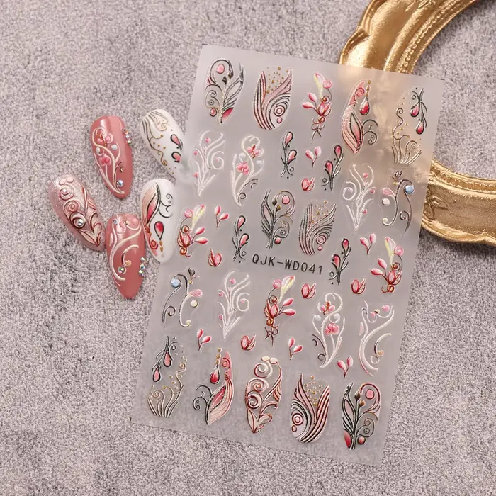 Autocollants pour nail art en relief à motif bohème