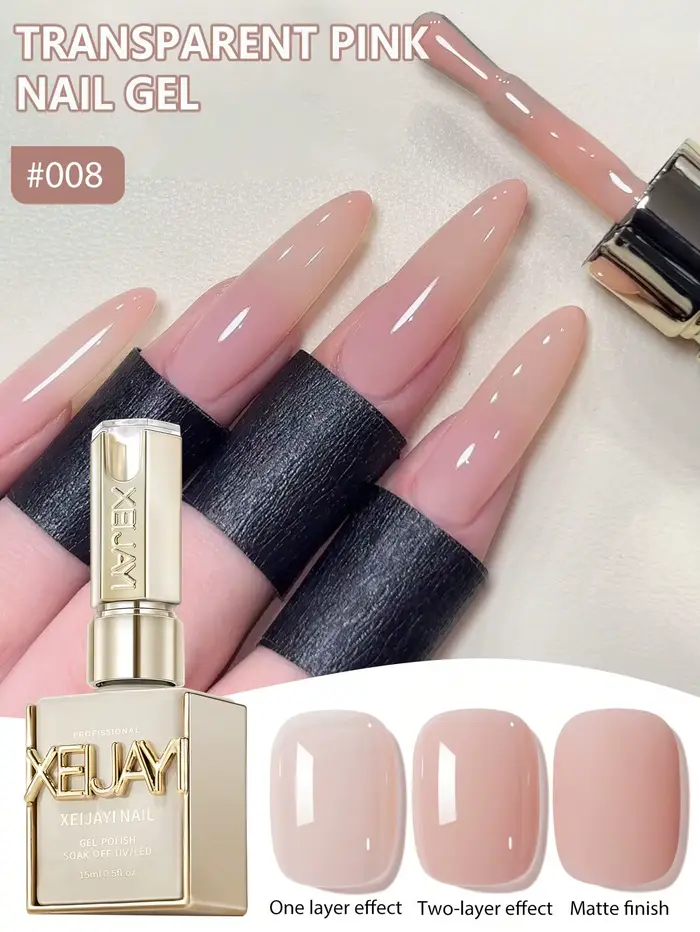 Vernis à ongles gel rose transparent 15ML vernis à ongles longue durée gel imbibé Led/UV vernis à on