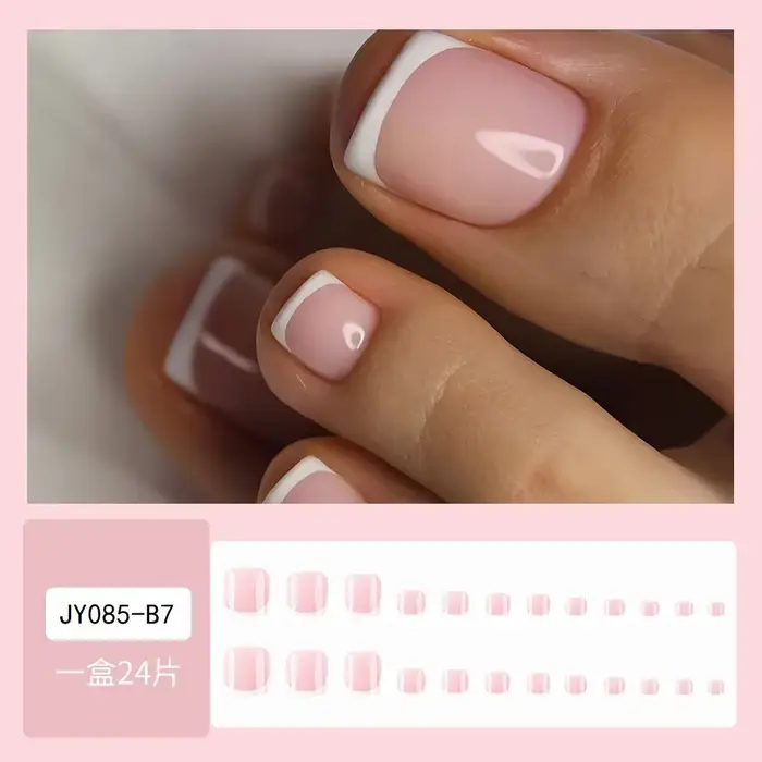 Faux ongles en acrylique réutilisables, design français, colle, presse, outils adhésifs, 24 pièces, 