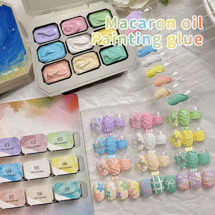 Kit Complet de Gel Peinture à l'Huile Macaron 9 Couleurs - Gel
