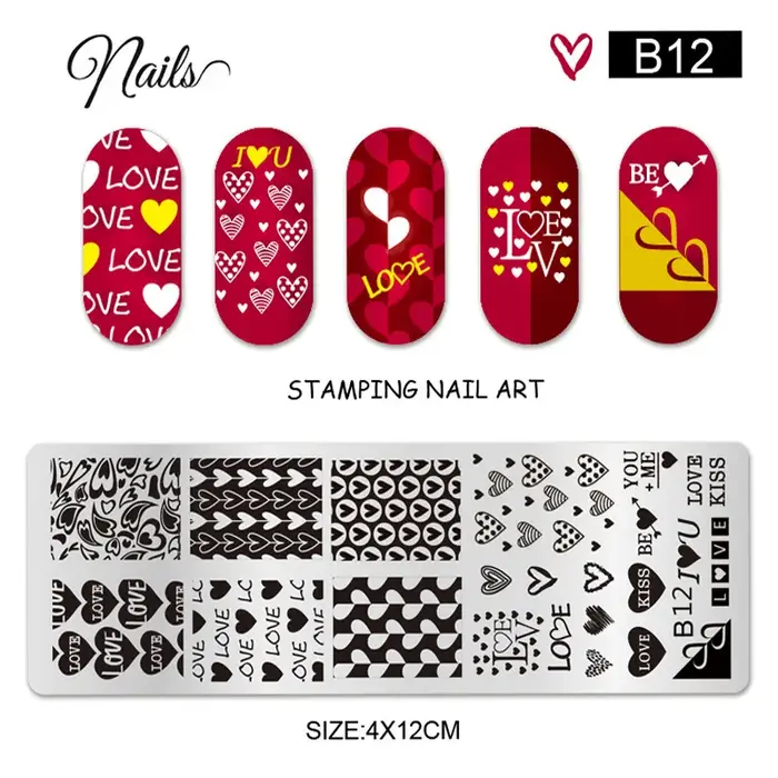 Plaques d'estampage d'ongles pour la saint-valentin