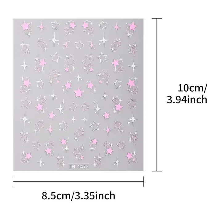Autocollant étoile 3D noir et blanc pour Nail Art, décalcomanies auto-adhésives pentagramme Y2K, cur