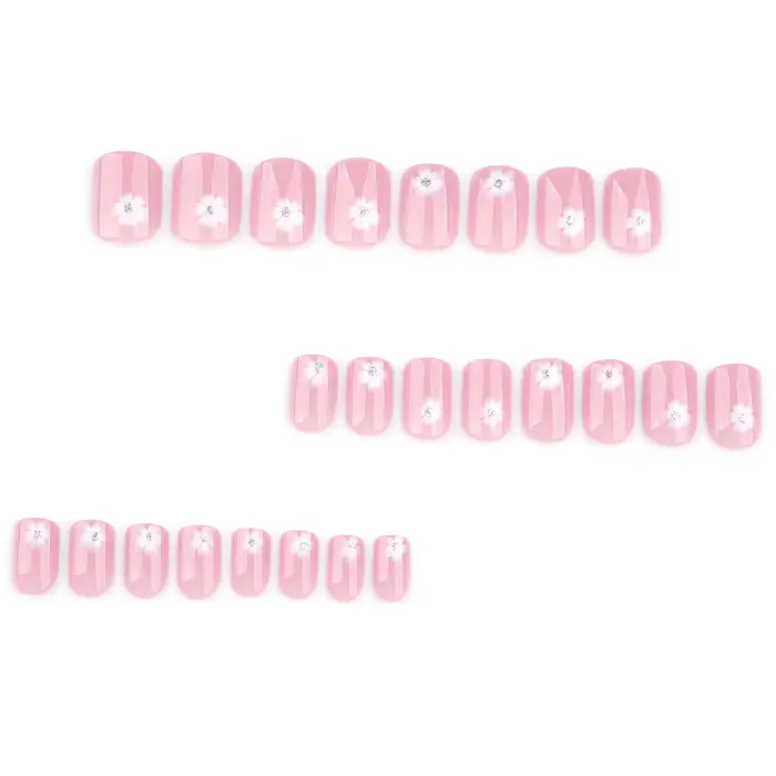 Faux ongles à pression pour chaton noir et blanc, 24 pièces, carrés, amovibles, portables, faits à l