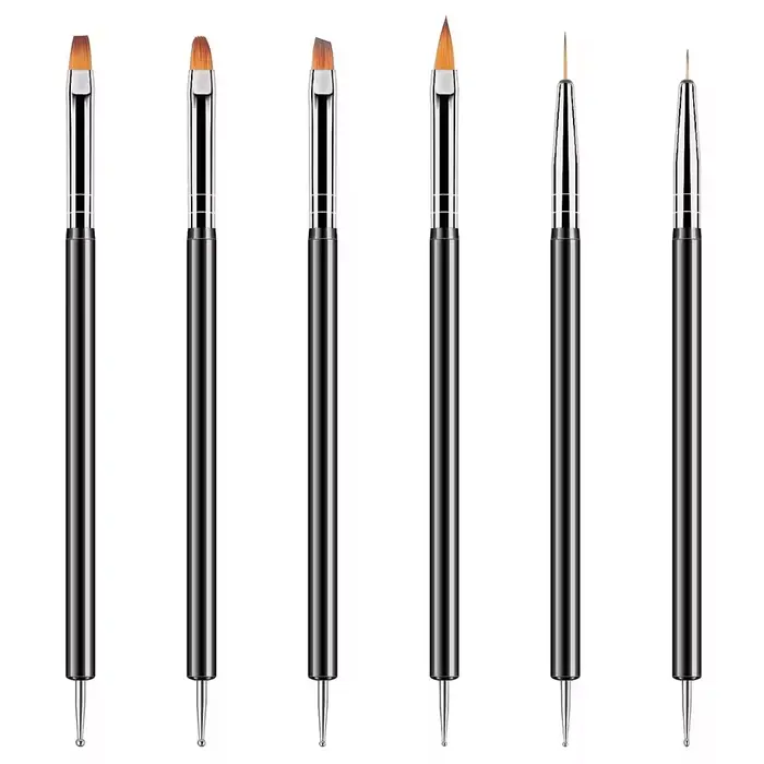 6/31 pièces Nail Art brosse conception pointe peinture dessin sculpture pointillage stylo FlatFan Li