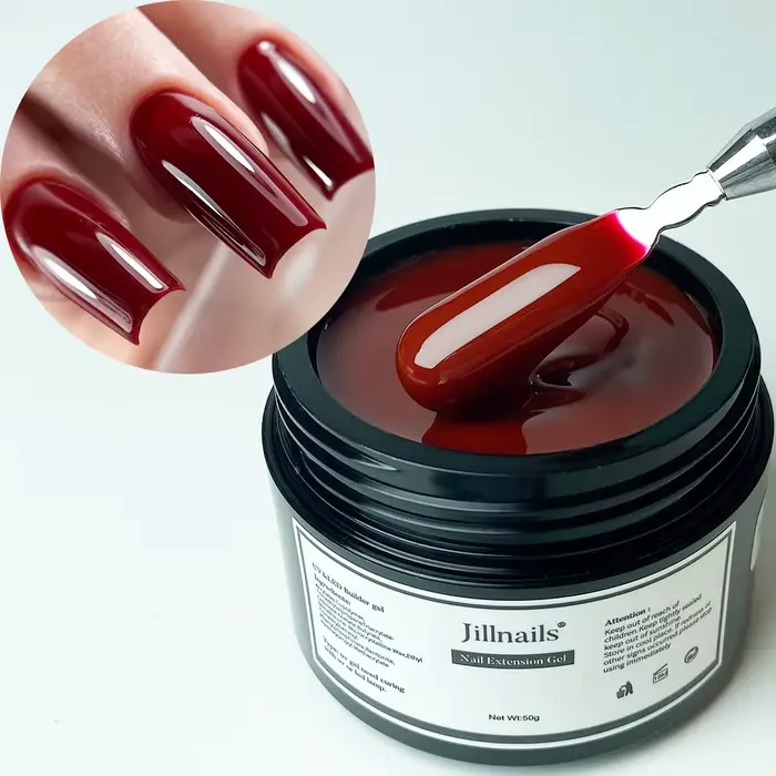 Gel de construction pour ongles Jillnails Nude Bourgogne 50G, rose poudré nude, gel UV scintillant pour extension d'ongles