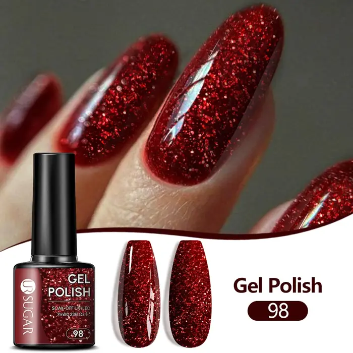 UR SUGAR 7/7.5ml Vernis à ongles gel couleur nude pailletée semi-permanent