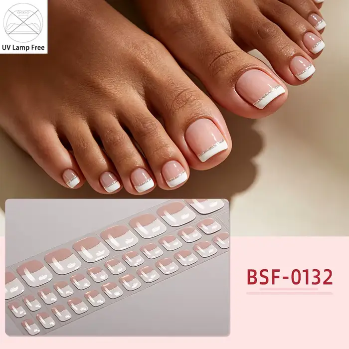 Autocollants pour ongles de pieds en gel sans UV style français