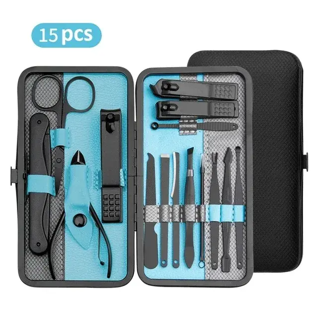 Kit de manucure professionnel en acier inoxydable avec étui portable