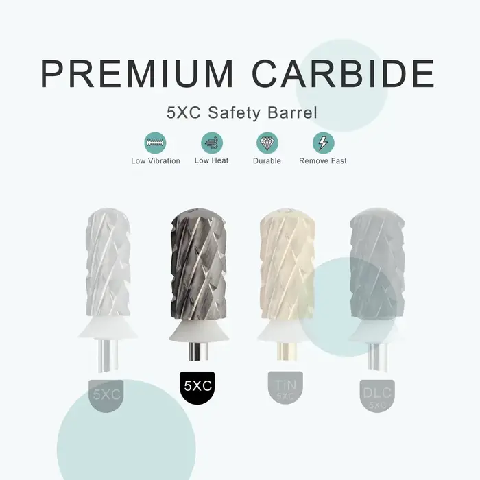 HYTOOS 5XC Round Top Grand Baril Nail Forets 3/32 Carbure Burr Supprimer Épais Gel Manucure Exercice
