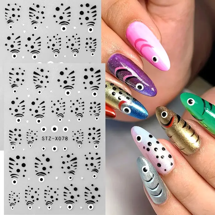2 pièces leurre de pêche Nail Art autocollant Design poisson mignon ongles décalcomanies breloques