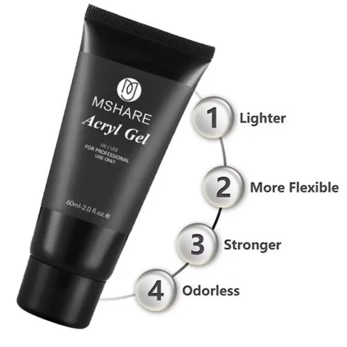 MSHARE Poly Gel d'extension d'ongle TPO Hema gratuit ongles blanc laiteux 60g Extension d'ongle Camo