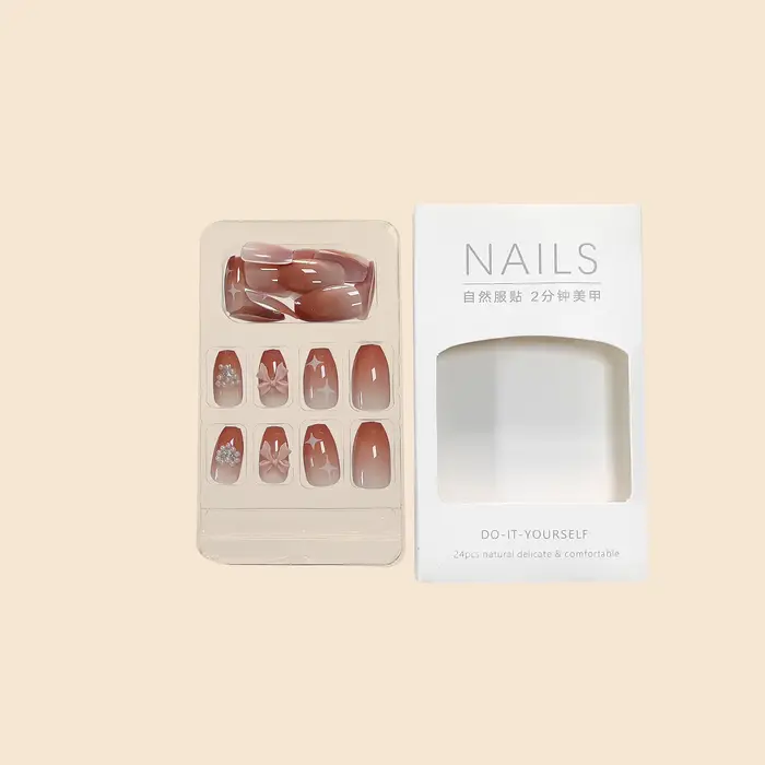 Ensemble de faux ongles portables pour femmes et filles