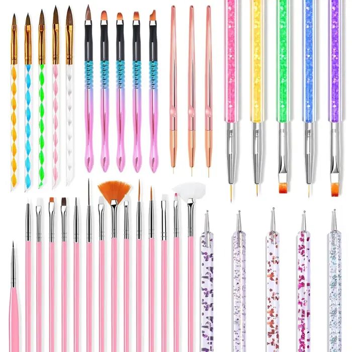Ensemble de pinceaux à ongles professionnels, outils de manucure, conception de pointe, peinture, dessin, stylo à pois, ensemble de pinceaux à ongles, 5 pièces, 20 pièces