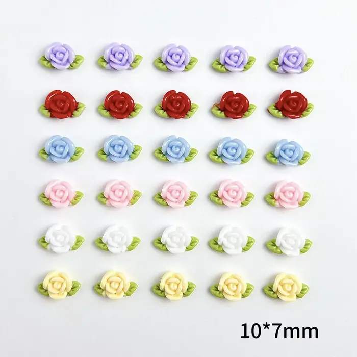 Feuille fleurs ongles breloques 3D résine lumineuse Rose décorations d'ongles 10*7mm Multi couleurs