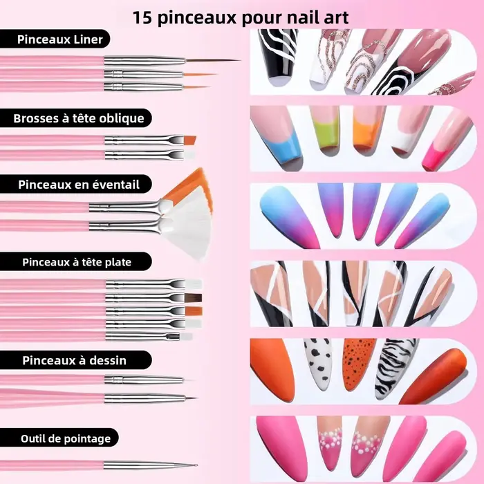 Kit professionnel de nail art : complet avec pinceaux