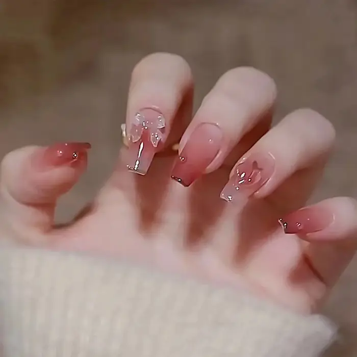 24 morceaux d'ongles à pression trapézoïdaux courts