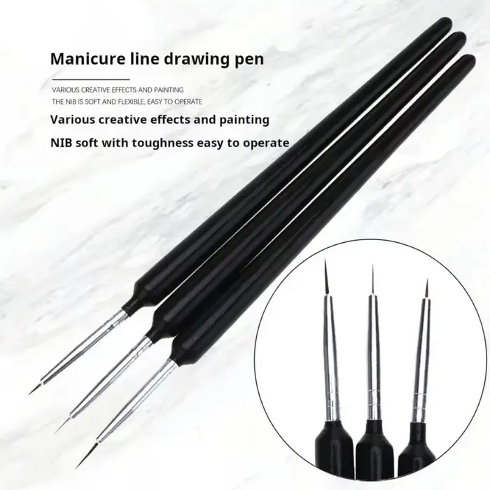LULAA – ensemble de 3 pinceaux pour nail art