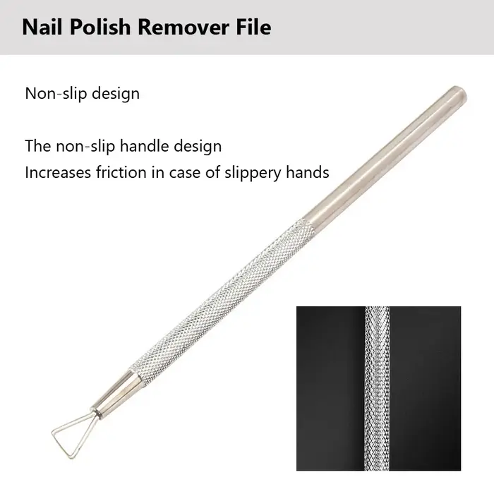 Outil de dissolvant de vernis à ongles en acier inoxydable, grattoir à ongles en Gel, poussoir à cut