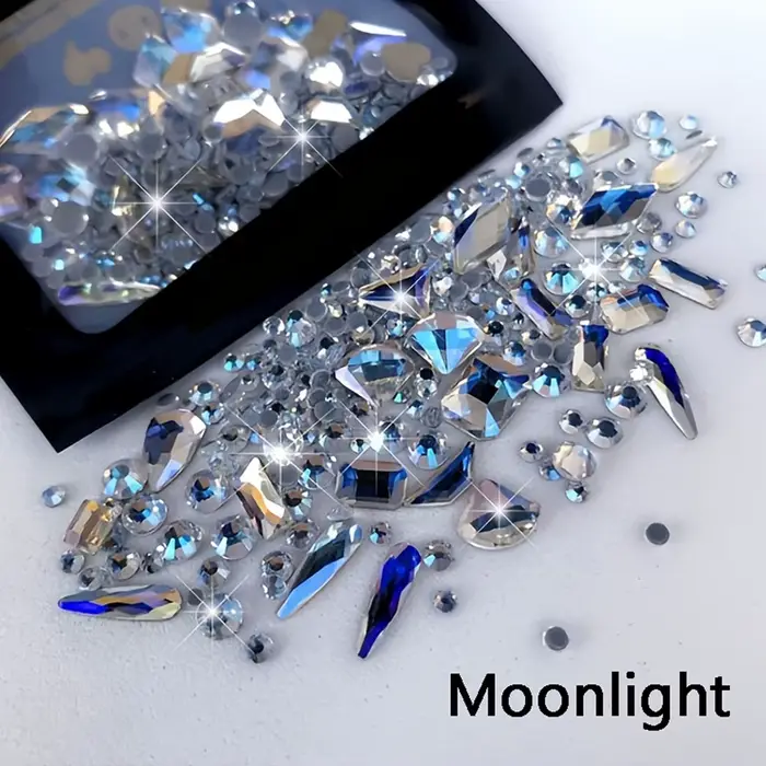 Strass pour Nail Art en verre AB à dos plat, 180 pièces, pierres de diamant mélangées multi-formes, 