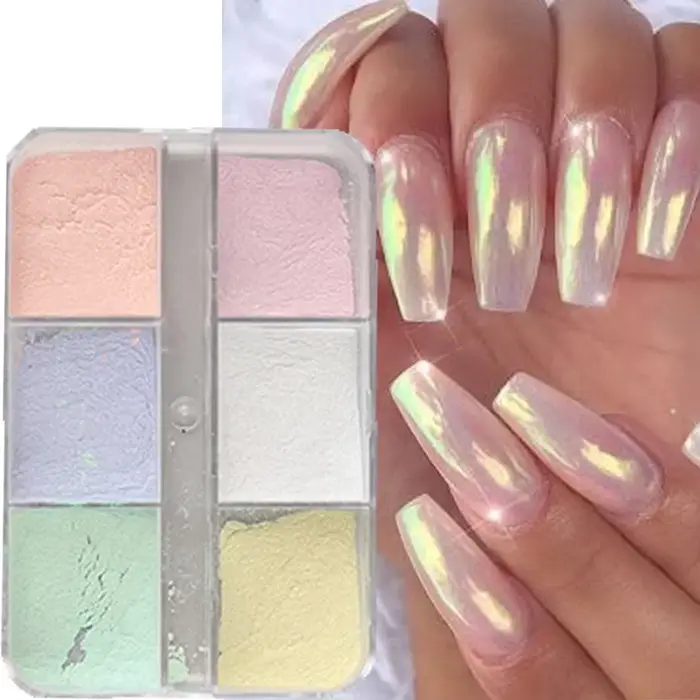 Poudre à ongles effet miroir clair de lune, pigments métalliques chromés, gel vernis, poudre laser, 