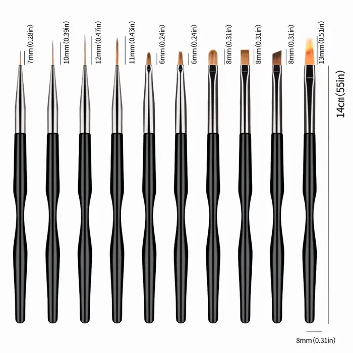 10 pièces/ensemble pinceaux pour Nail Art Liner Gel vernis lignes fleur peinture dessin stylo pour Nail Art Design bricolage ongles pointe détail outil costume