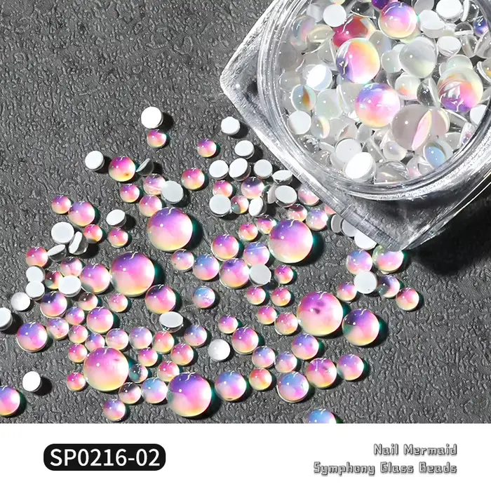 1 Boîte de Breloques pour Ongles Larmes de Sirène Arc-en-ciel