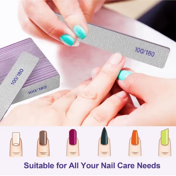 5/10/20 pièces limes à ongles 100/180 grains émeri limes à ongles pour ongles naturels et ongles en