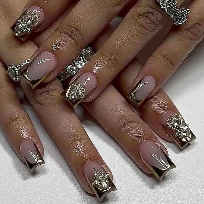 Zèbre rayures jaune blanc français Nail Art brillant strass fleur étoile faux ongles détachable fini