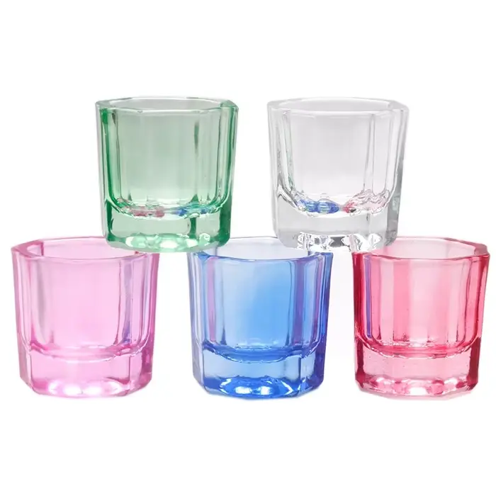 Plat Dappen en poudre acrylique en verre de cristal, tasse à ongles, bol de brosse de lavage, outils
