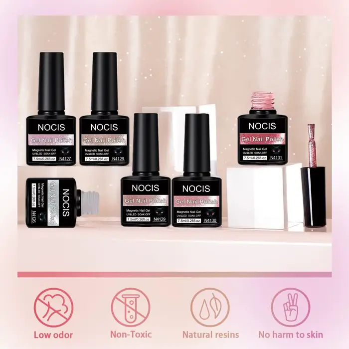 6 pièces 7.5ml nouveau populaire réfléchissant oeil de chat magnétique ongles Gel Semi Permanent Nail Art trempage LED