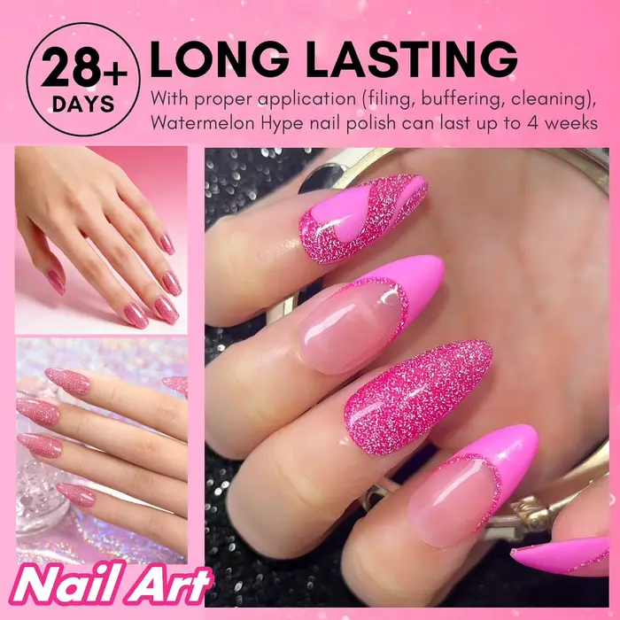 Vernis à ongles gel fluorescent réfléchissant rose été/15ml/Flash foncé super pailleté néon/Gel semi-permanent pour nail art