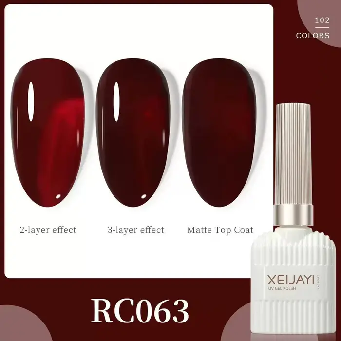 XEIJAYI15ML Vernis à ongles gel rouge vin, semi-permanent UV LED, dégradé, pour nail art, manucure d