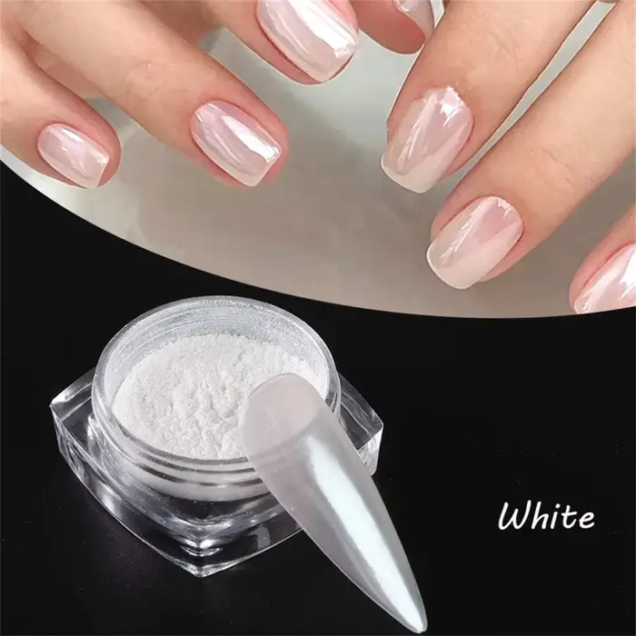 1 boîte de poudre à ongles miroir perle de clair de lune