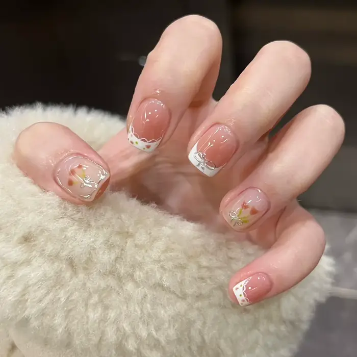 24 pièces doux Rose français brillant portant des faux ongles conseils mode