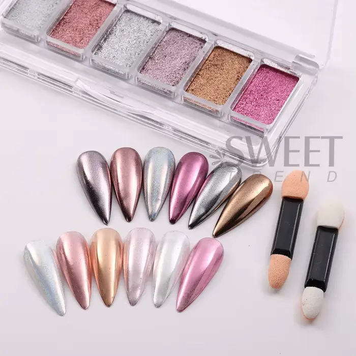 Poudre à ongles chromée 6 couleurs