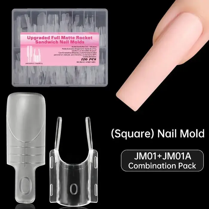 Formes à ongles ovales doubles 120 pièces/boîte, moules d'extension en sandwich pour l'art des ongle