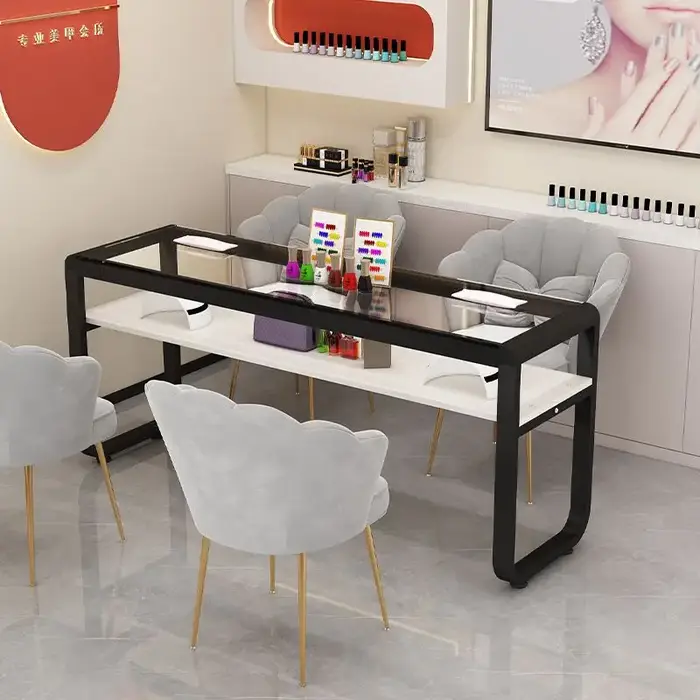 Chaises support Table à ongles luxe européen noir Design esthétique Table à ongles organisateur de rangement Mesa Para meubles de manucure