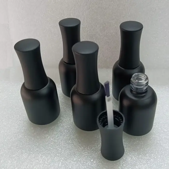 5 flacons vides en verre noir mat de 20 ml pour vernis à ongles